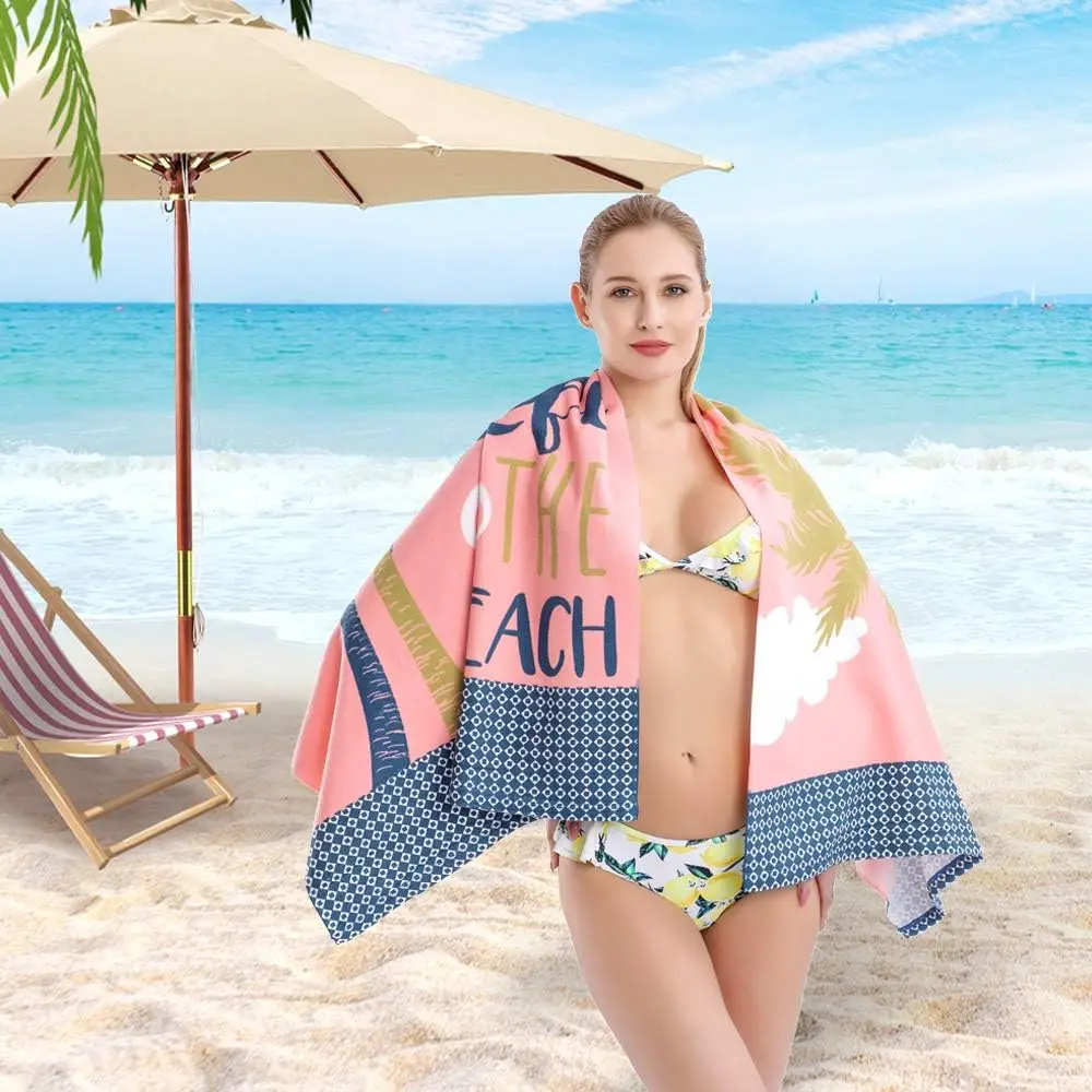 Wholesale Custom Lightweight Striped Microfiber Beach Towels Sand-Free Digital Sublimated Gym Swim Travel Bath Use Logo Design