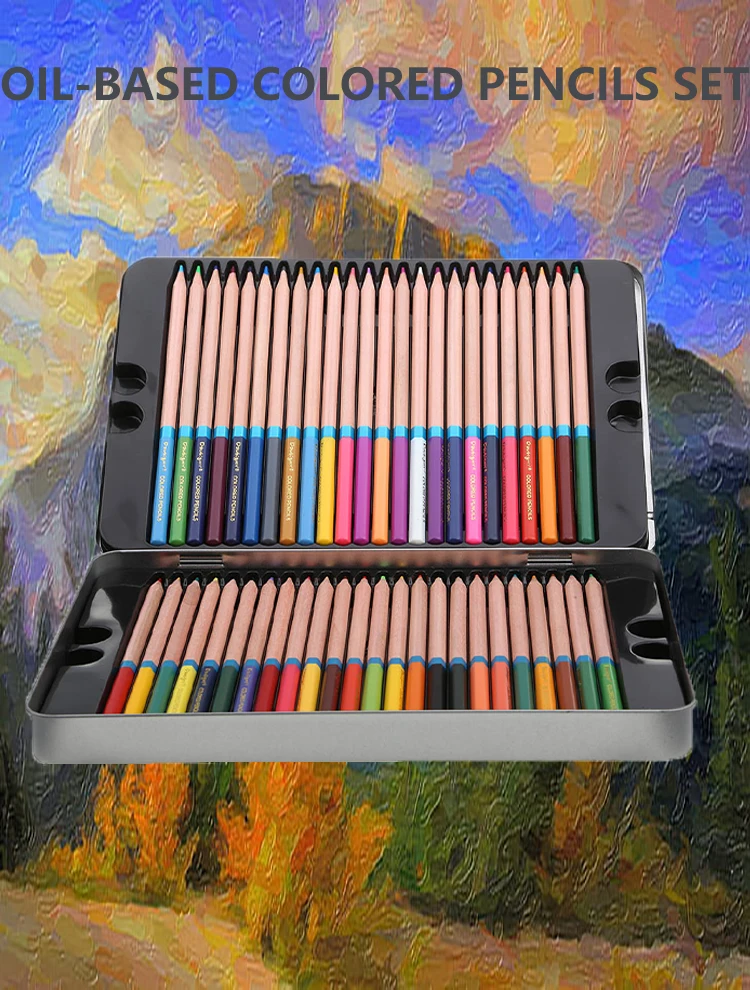 Natural Wooden 48 Color Pencil Set For Painting,Hot Style Colored