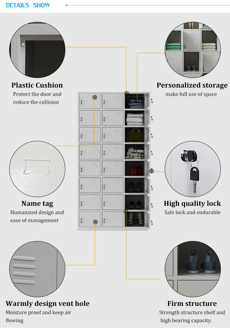 24 Door Metal Locker Cabinet with Label Holders and Secure Locks Steel ...