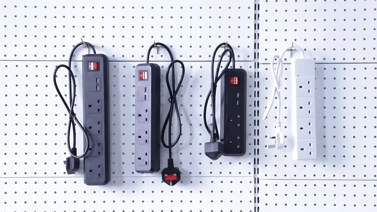 New Fashion 10a 250v Wall Mounted Power Strip Uk/power Strip Black 3