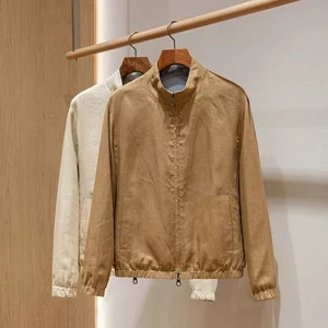 Men Can Wear Zippered Jackets on Both Sides of Linen Fabric Material
