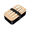 Single Layer Bamboo Lid Lunch Box - Black