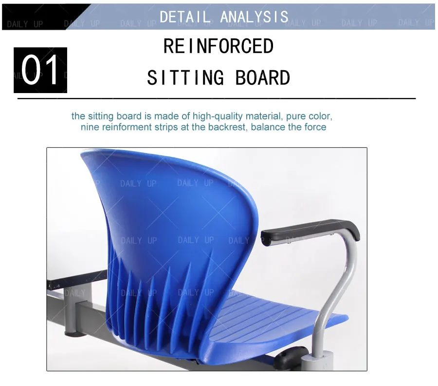 Double Public Waiting Chair With Armrest Metal Beam Seating With Square Table For Airport Hospital Station School Reception