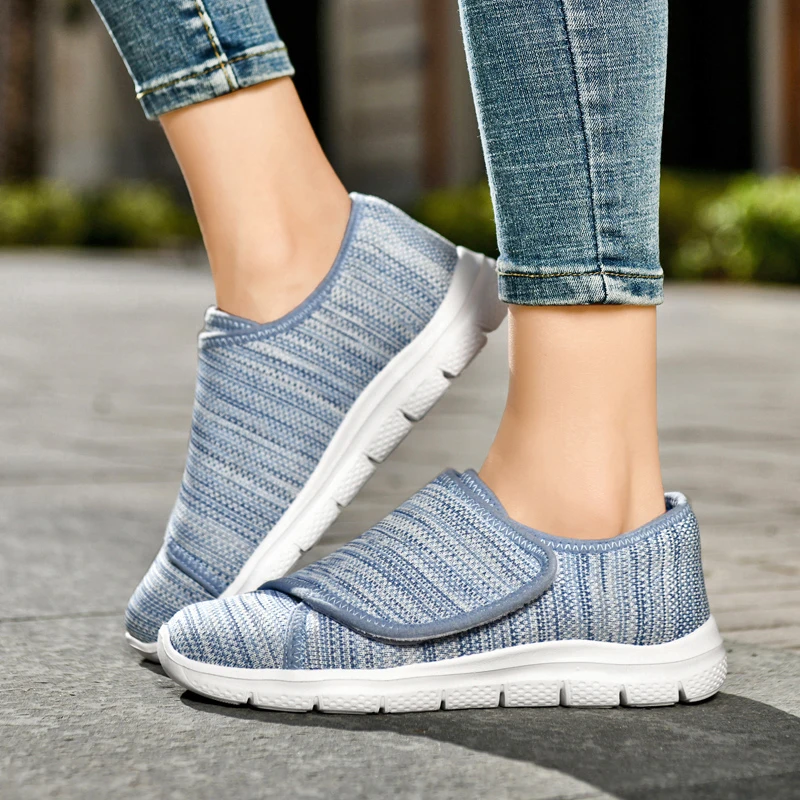 Women's Extra Wide Orthopedic Sneakers Adjustable Slip-on Closure Arch Support Walking Shoes for Swollen Feet Diabetic Shoes