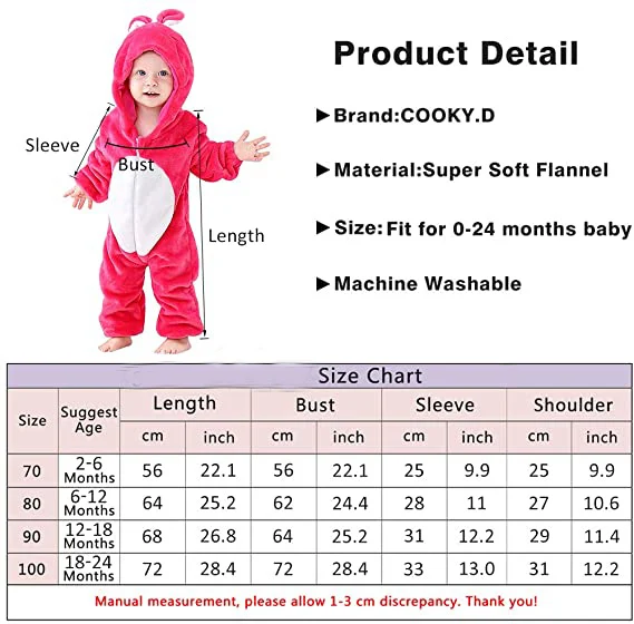 Unisex Baby Hooded Romper Outfits 0-24 Months