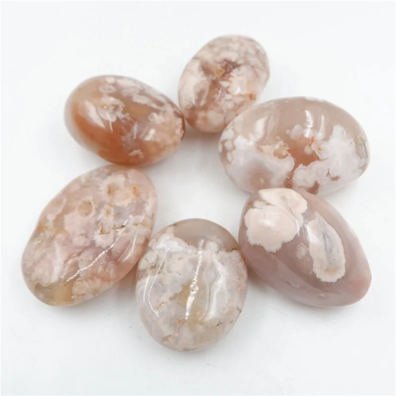 Polished Dozens of Flower Agate Crystal Palm Stones to Choose From