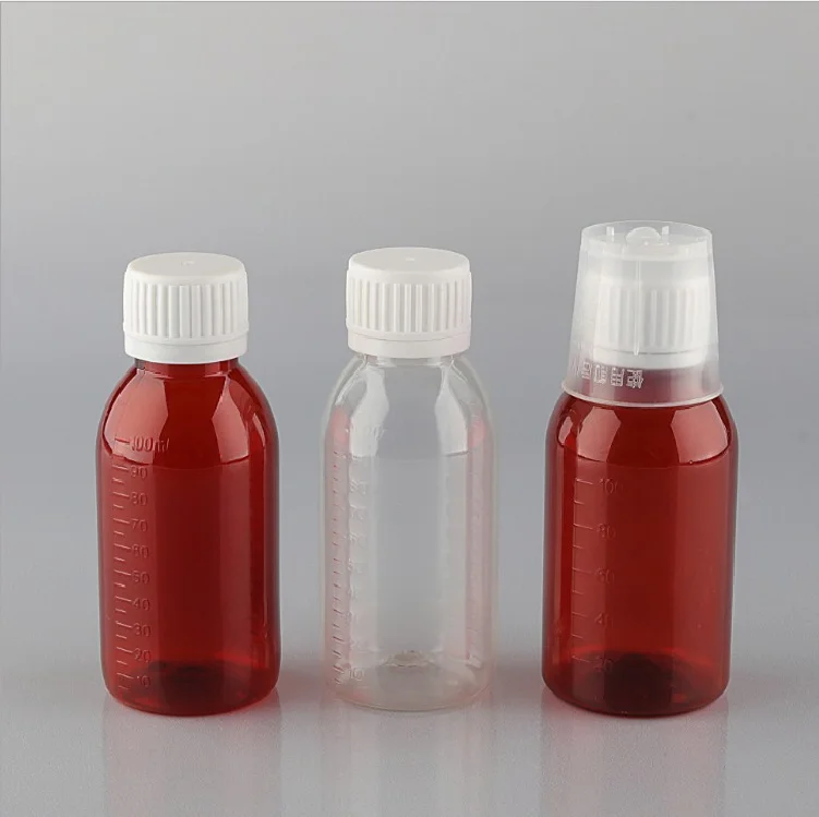 60ml 100ml Pet Plastic Cough Syrup Bottles With Childproof Lid Screw Cap and Pump Sealing Types for Medicine Syrup