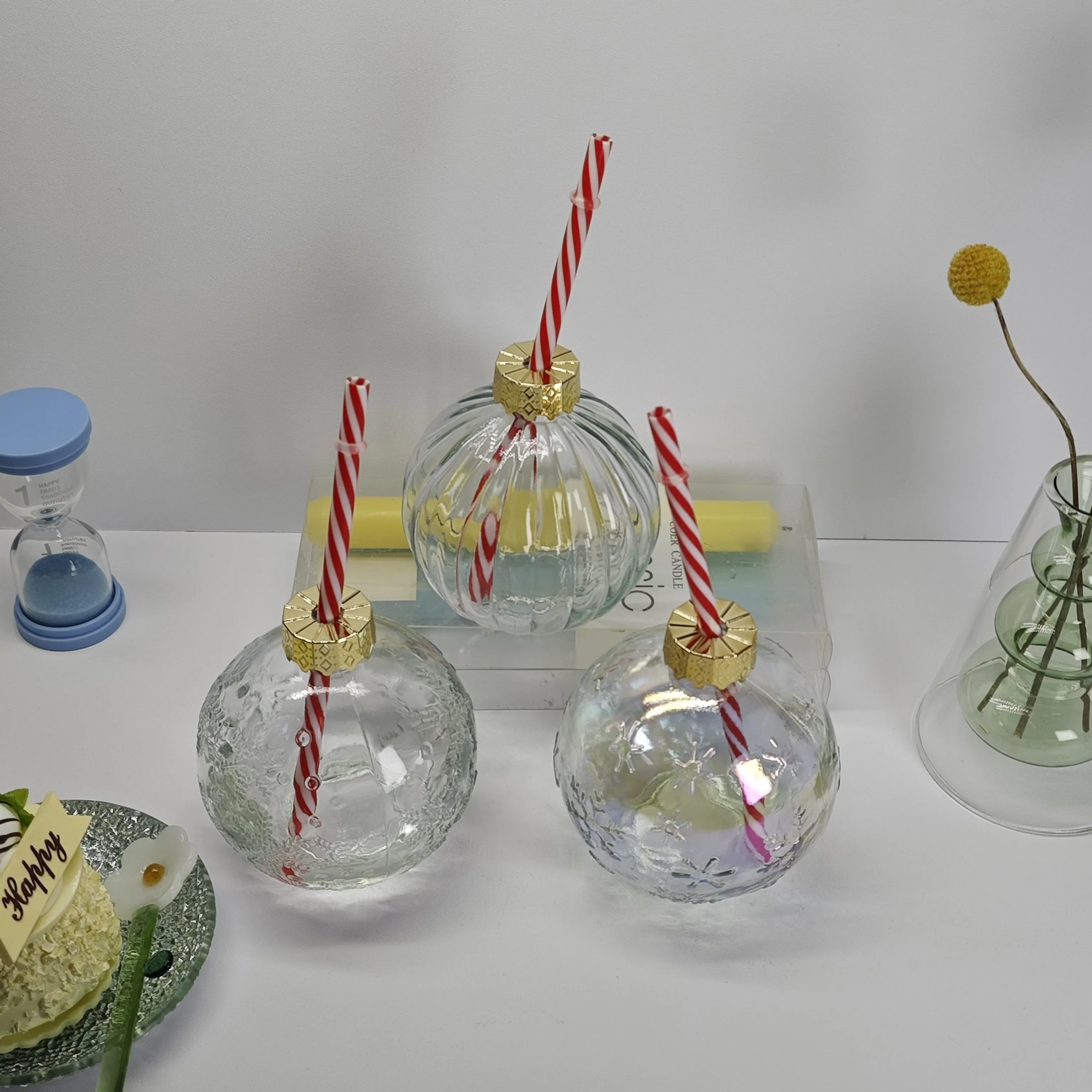Spherical Jar Hot Sale Glass Bottle Spherical Juice Cup Round Ball Glass Jar With ...