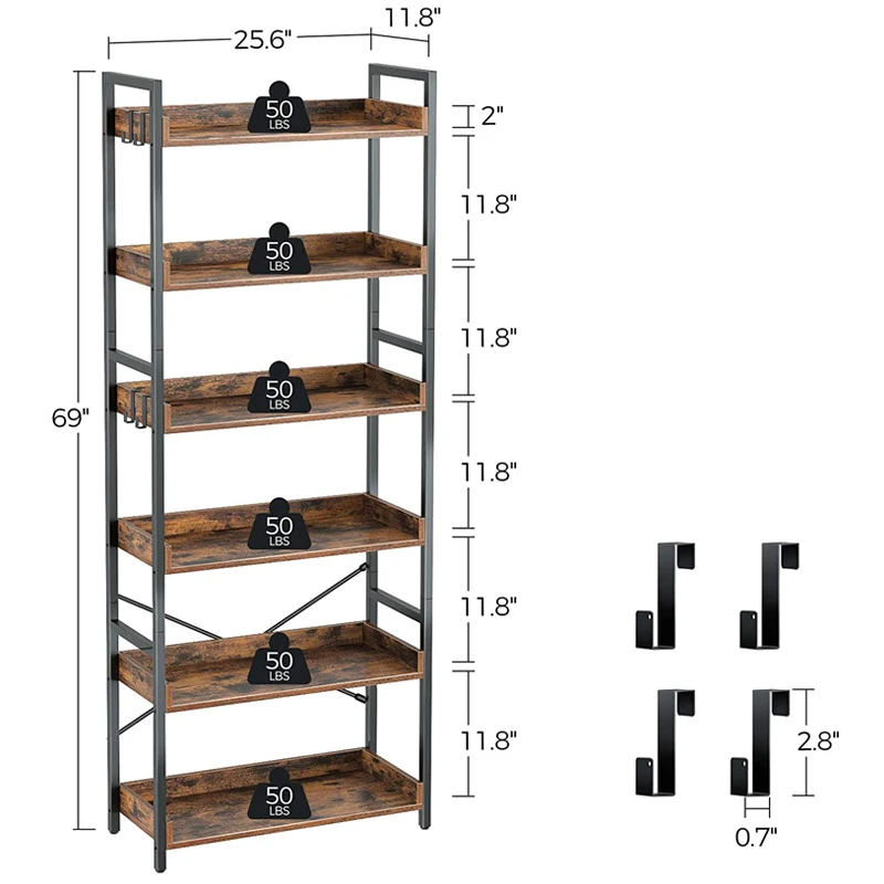 SOPEWOD Multifunctional Wooden Bookshelf Storage Solution for Home Office or Library Made From Metal and Bamboo