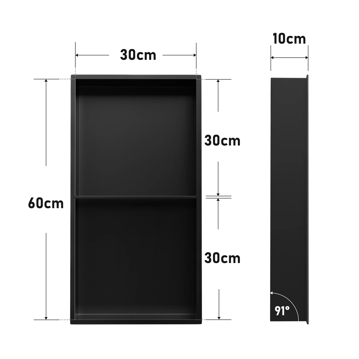 Matte Black Wall Niche 92 Degree Angle Design Source Factory Fast Drainage Fingerprint Resistant Coating for Bathroom