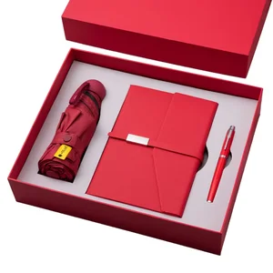 Wholesale Price PU Leather A5 Notebook Gift Set with Pen Thermal Mug Umbrella 100 Sheets Thermal Bound Pages Business Gift Box