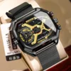 E106 Black Case with Gold Faceplate and Mesh Design