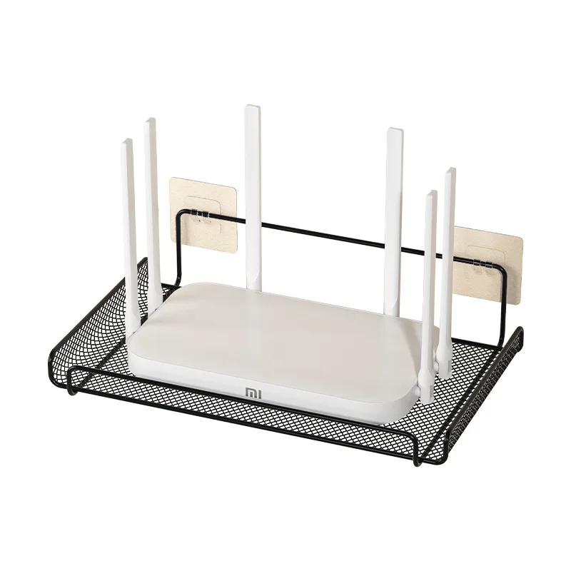 Scaffale Router WiFi A Parete Senza Fori – Supporto In Ferro Con Adesivo E Gestione Cavi, Per Modem E Dispositivi Di Rete