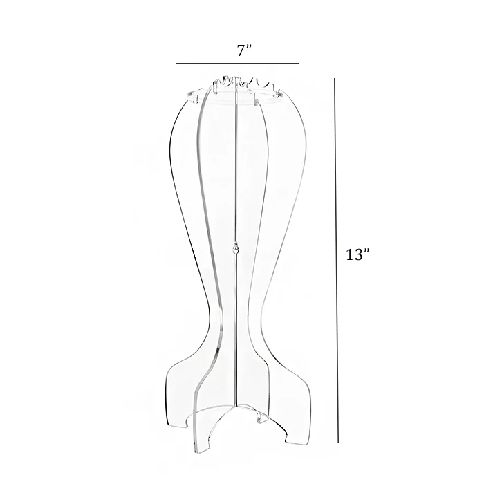 Custom Free Standing Clear Acrylic Wig Display Stand Detachable Acrylic