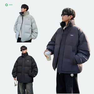 OEM Custom Design Waterproof Windproof Breathable Fall/Winter Men's Casual Thick Down Jacket Warmth Loose Fit Varsity Logo 100%