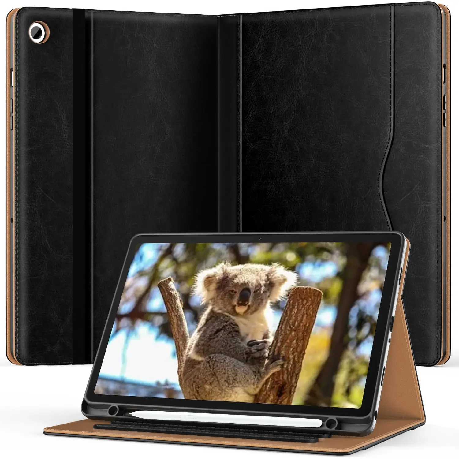Laudtec Case for Samsug Galaxy Tab A9+ Plus U Leather Folio Cover Multi-Angle Stand Pen Holder, Auto Wake Sleep Case