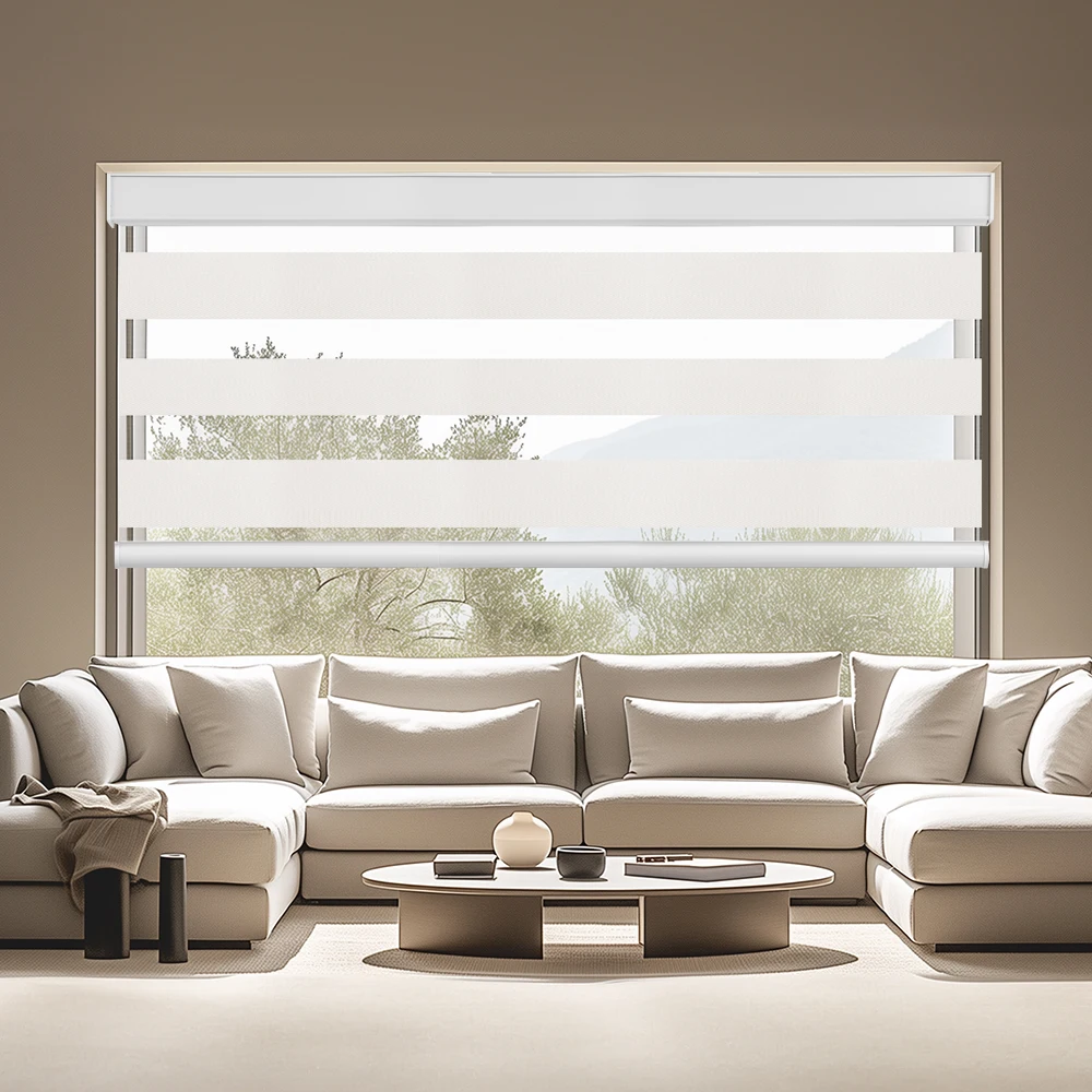 High Quality Window Blinds Roller Shade Double Layer Day and Night Smart Electric Motorized Zebra Blinds