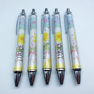 High Quality Promotion White Transparent Tube Insert Paper Rolling Pen Custom Pen Blank Barrel DIY Promotion Plastic Click Pen