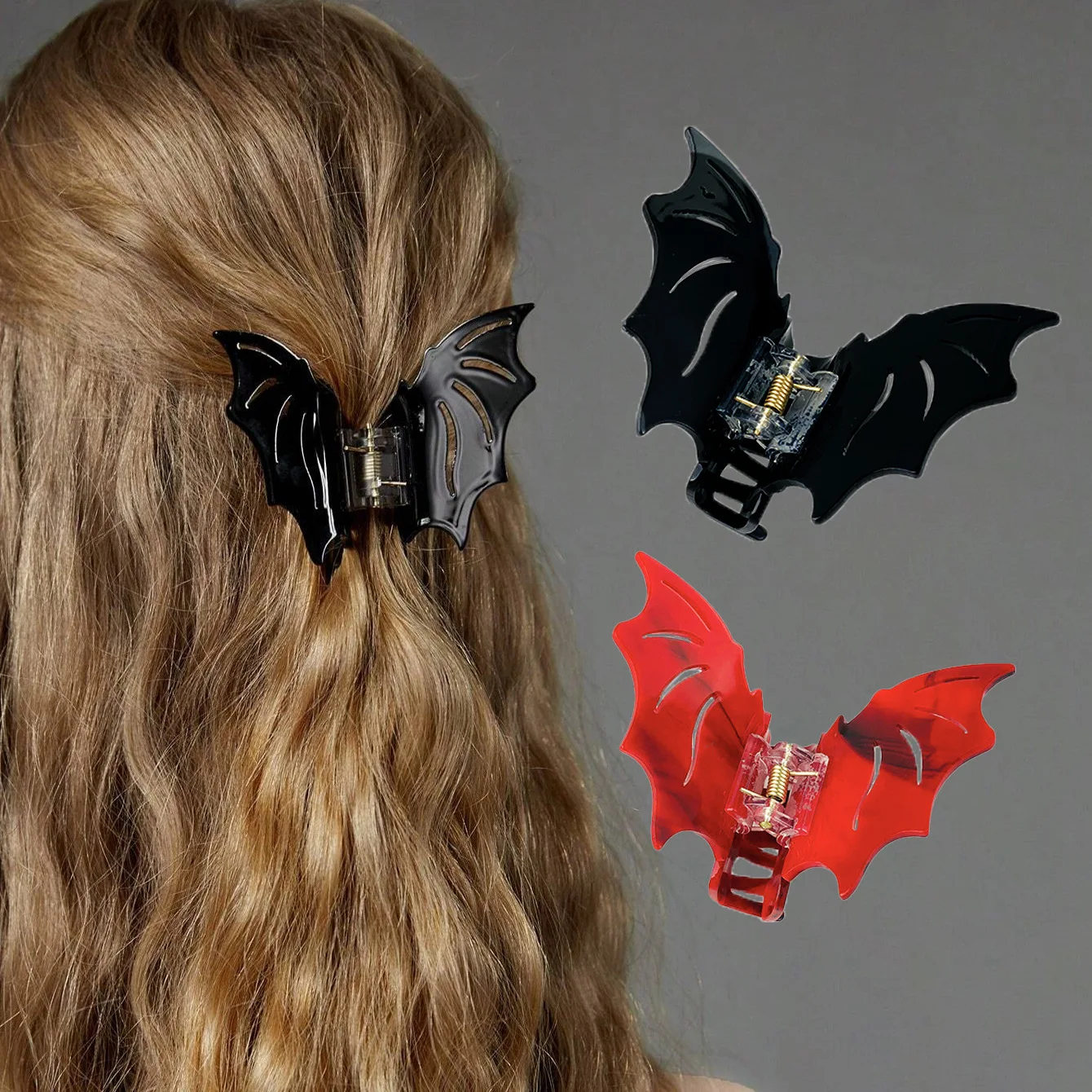 Halloween-Haarspangen Metall – Fledermaus, Spinne & Netz Design, Rutschfester Halt | Für Dicke & Dünne Haare, Punk-Style