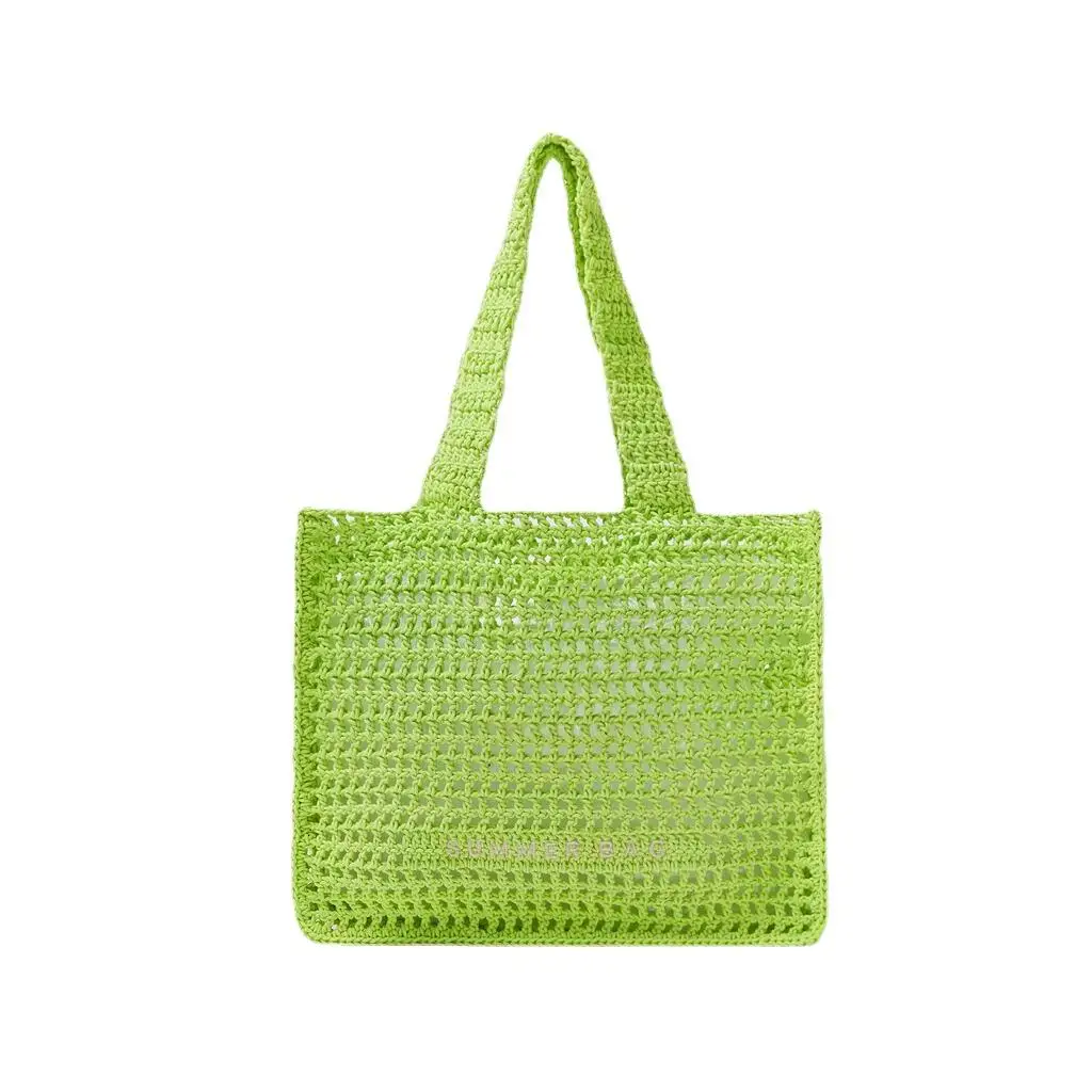 Solid Color Simple Summer Holiday Hollowed out Cotton Crochet Tote Bag  Beach Handbag Women Straw Shoulder Bag for Female - China Grocery Bags and  Shopping Bags price