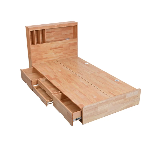 Wholesale King Size Light Luxury Modern Nordic Simple Design Wooden Bed Frame Oak Wood Single Double Beds For Bedroom