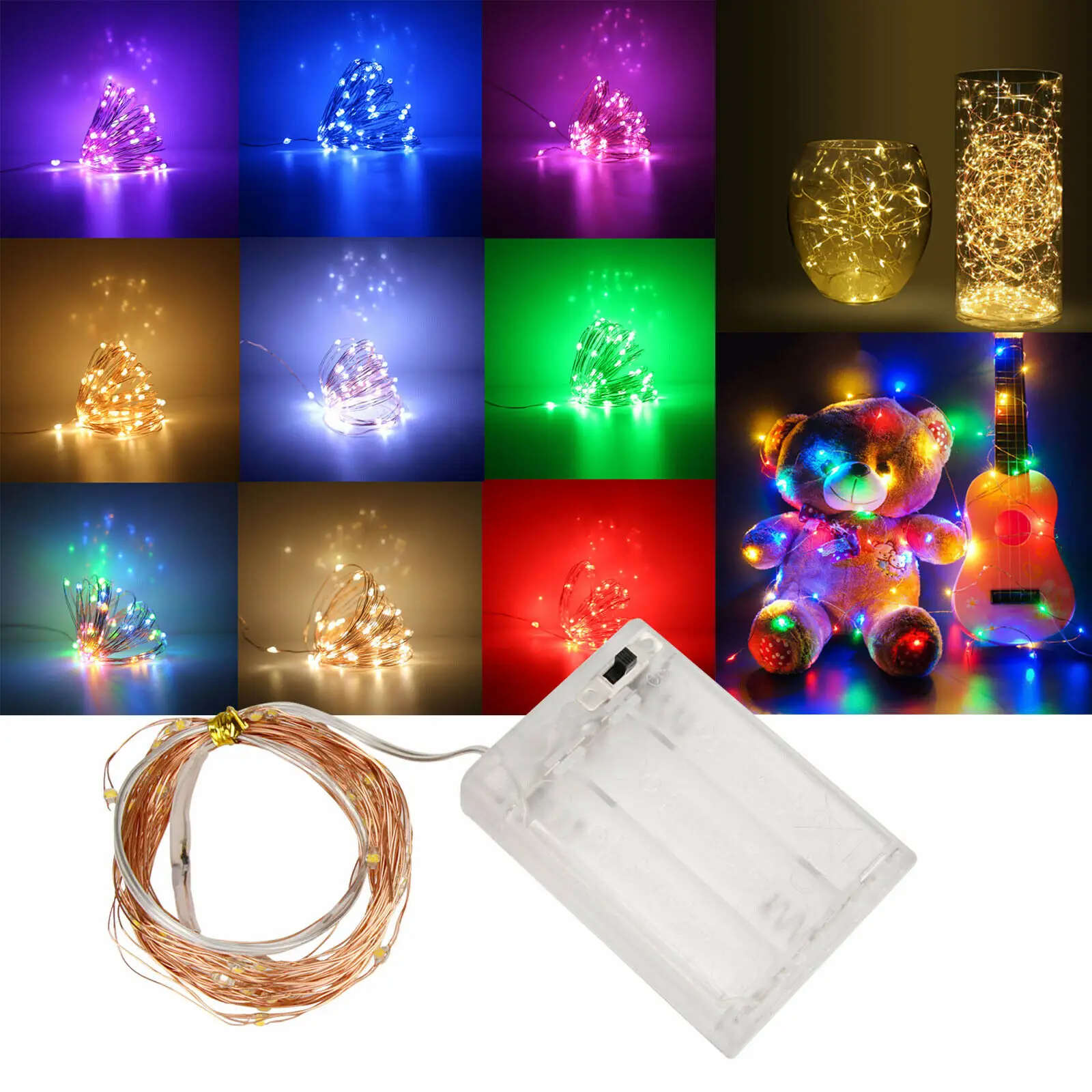 Micro LED Battery Power Wire Copper Fairy String Battery Lights Xmas Party Decro 