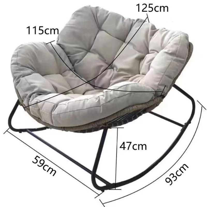 Wholesale Outdoor Indoor Furniture Wicker Collapsible Living Room Bedroom Garden Rattan Rocking Leisure Chair with Cushion