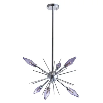 Crystal Branch Chandeliers Purple Glass Ceiling Pendant Light Fixture for Living Room Dinning Table