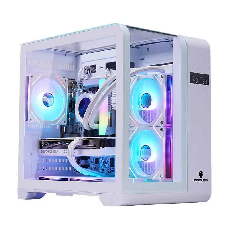 Cross Border Integrated Curved Tempered Glass Realtime Digital Display Water-Cooled ATX Panoramic Room Atx Pc case Computer