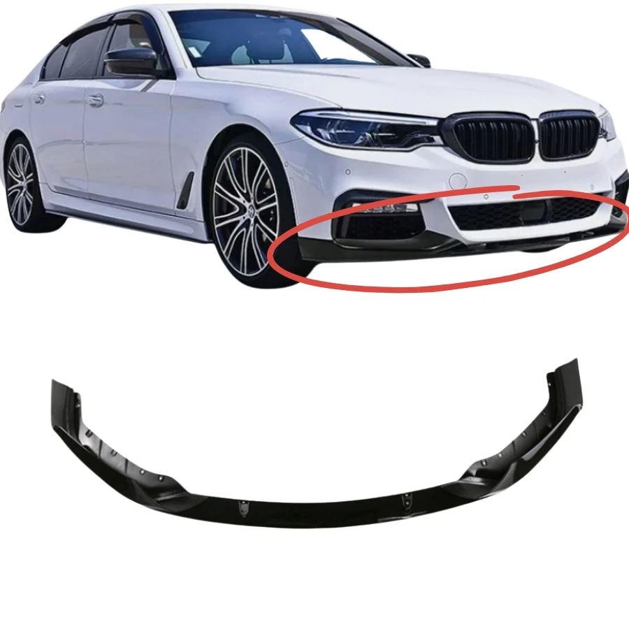 TIYPEOR Car Front Splitter Bumper Lip Spoiler Fit for BMW 5 Series G30/G38 2018 - 2020 M  Sport Style MP Style 3PCS Bumper