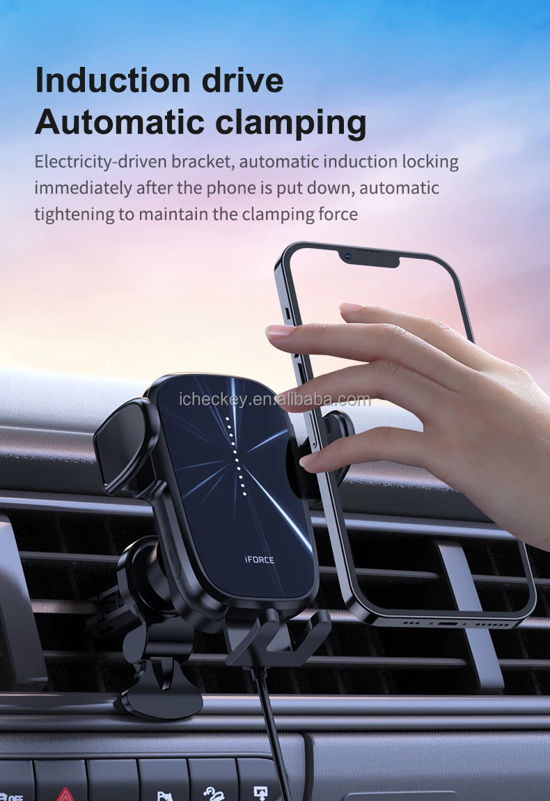 Fast 15w Car Wireless Charger Holder Auto Moving Coil Wireless Car