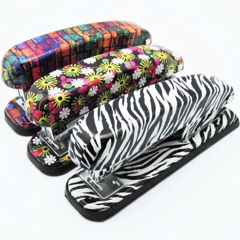 Fancy New Design Metal Manual Stapler 24/6 Staples Floral Flower Novelty Printed for Your Office or Classroom Use