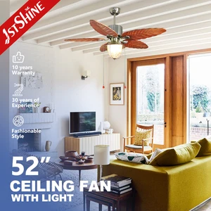 1stshine Ceiling Fan Light Classic Design 52 Inches Wood Blade Pull Chain Control Switch Decorative Ceiling Fan with Lights