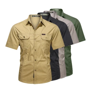 Men's Short Sleeve Cotton Casual Shirt Sport Tactical Shirt Half Sleeve ...