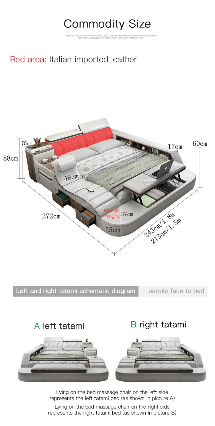 大人のモダンなカリフォルニアキングサイズスプリット調節可能な
