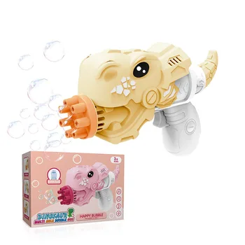 Summer Children's Fun Toys Electric Dinosaur Shark Multi Holes Bubble Gun Toy Bubble Gun Machine Toy With Bubble Water