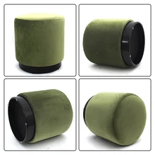 Customized Round Gold Metal Legs Ottoman Stool Modern Style Footstool Round Pouf