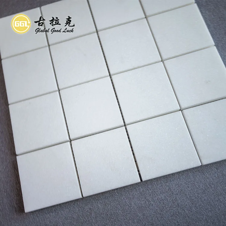 Nature Thassos White Marble Mosaic Tile Square Design Pure White Marble