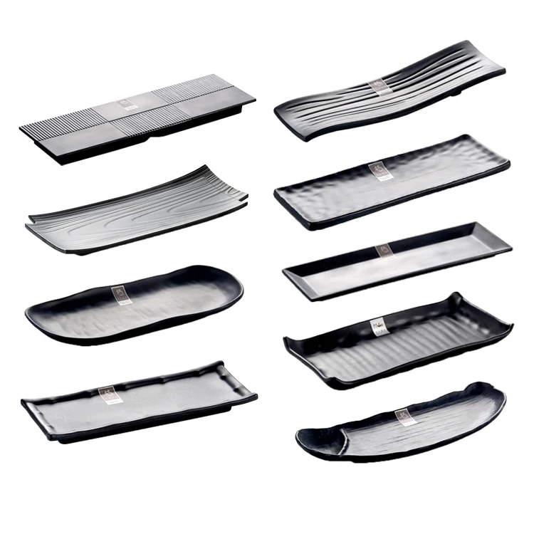 Wholesale Restaurant Rectangular Flat Plastic Black Japanese Melamine Sushi Plate Buy Sushi