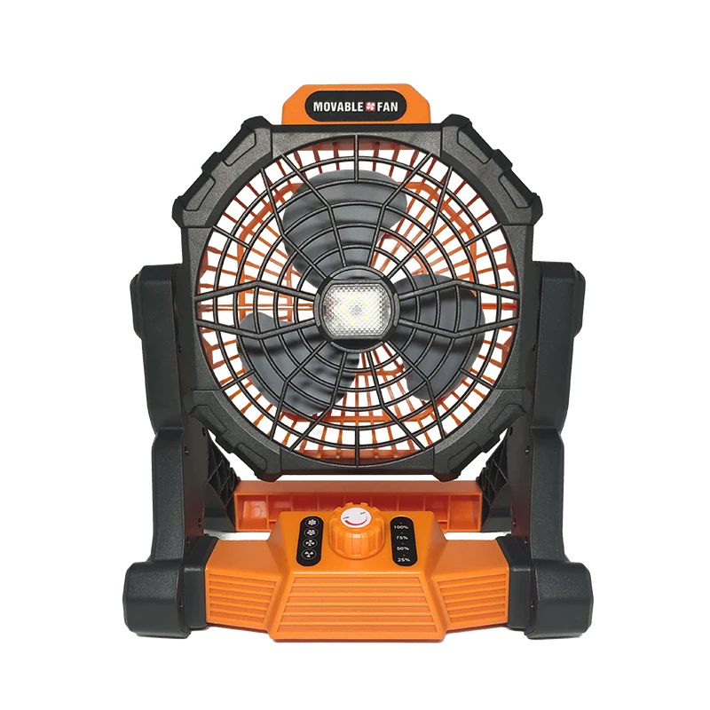 Orange Desktop Small Portable Fan Outdoor Rechargeable Camping Tent Ceiling Fan With Led Light