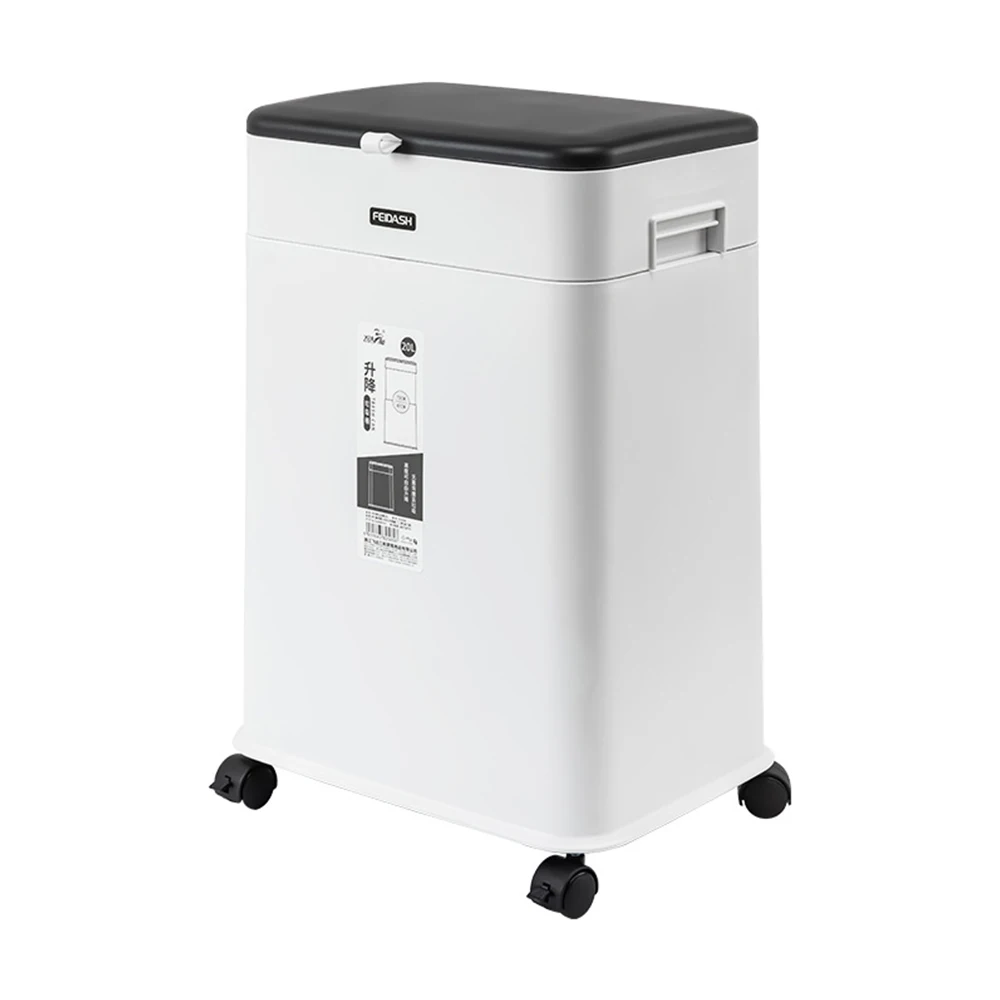 GREENSIDE Sanitary Plastic Waste Bucket with Built-in Lift Household Kitchen Trash Can with Lid for Bathroom Use in Hotels