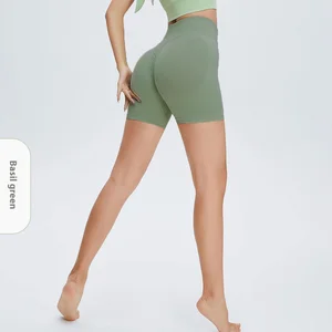 European American Women's High Waist Yoga Pants Summer Fitness Leggings Elastic Waist Solid Color Sports Triple Pants Hip Tight