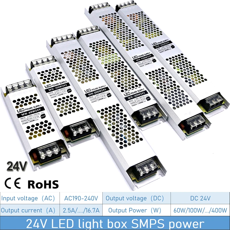 LED Trafo 24V 60W 2.5A IP20 Transformator AC 220V auf DC 24 Volt Konstante Spannung Schlankes Netzteil für Streifen und Innenleuchten