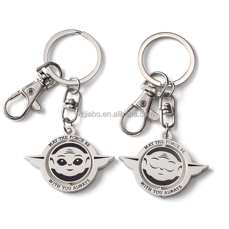 Custom Metal Innovative Silver Spin Keychain Round Metal Floating