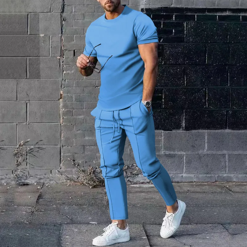 Hot 2024 New Oem Men Two Piece Sets Casual Tracksuit O Neck Long