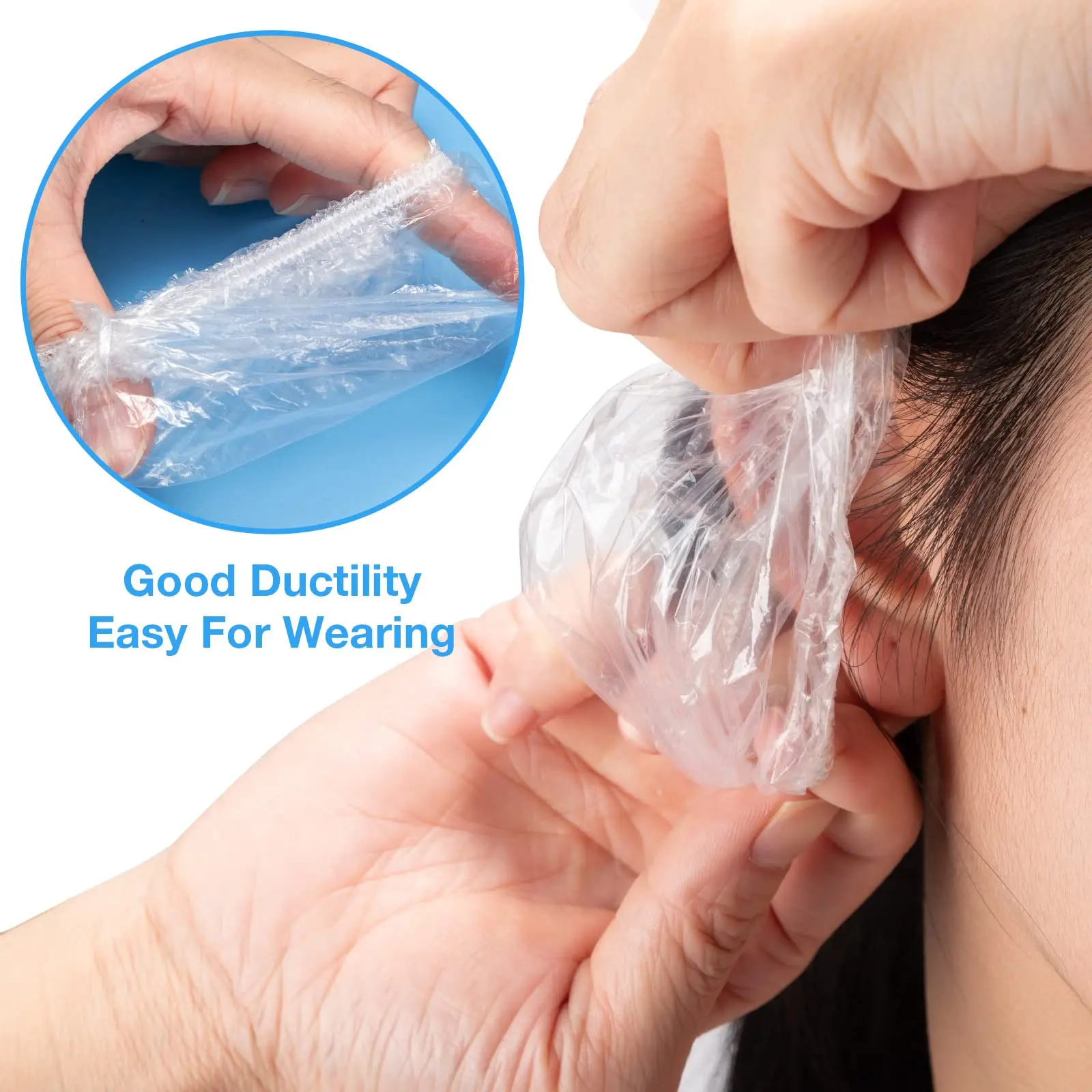 100 Disposable Ear Covers For Shower Waterproof Ear Shower Caps Plastic