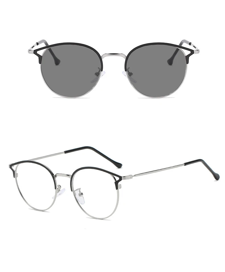 New Retro Men Metal Round Colorful Eyeglasses Frames for All Face Photochromic Lunett Photogray Anti Blue Glasses Spectacles