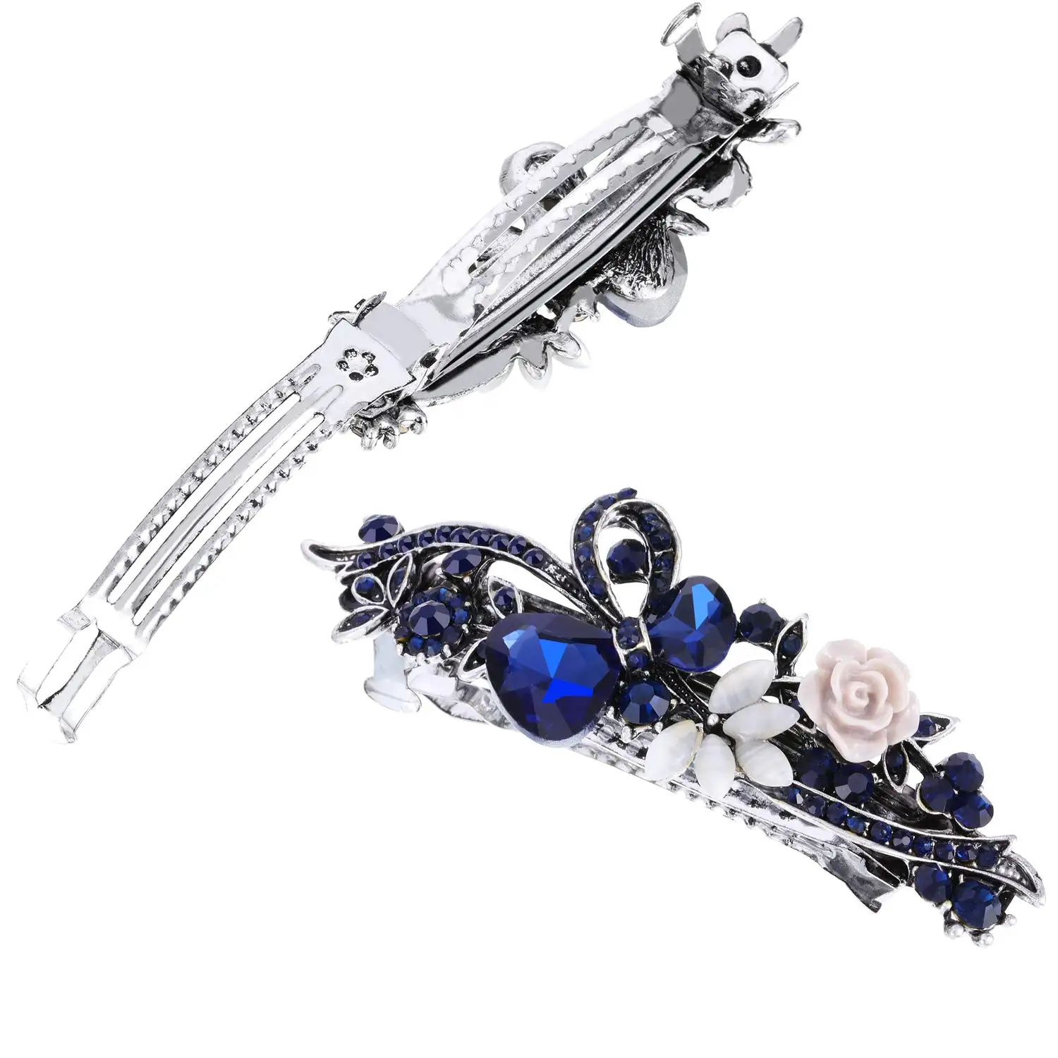 TseenYi Cristallo Gemma Barrette Cristallo Nozze Capelli Barrette Oro Strass Clip Frizzante Nuziale Decorativo Testa Clip Fiore Gioielli Copricapo Per Le Donne E Le Ragazze (con Cristallo Trasparente