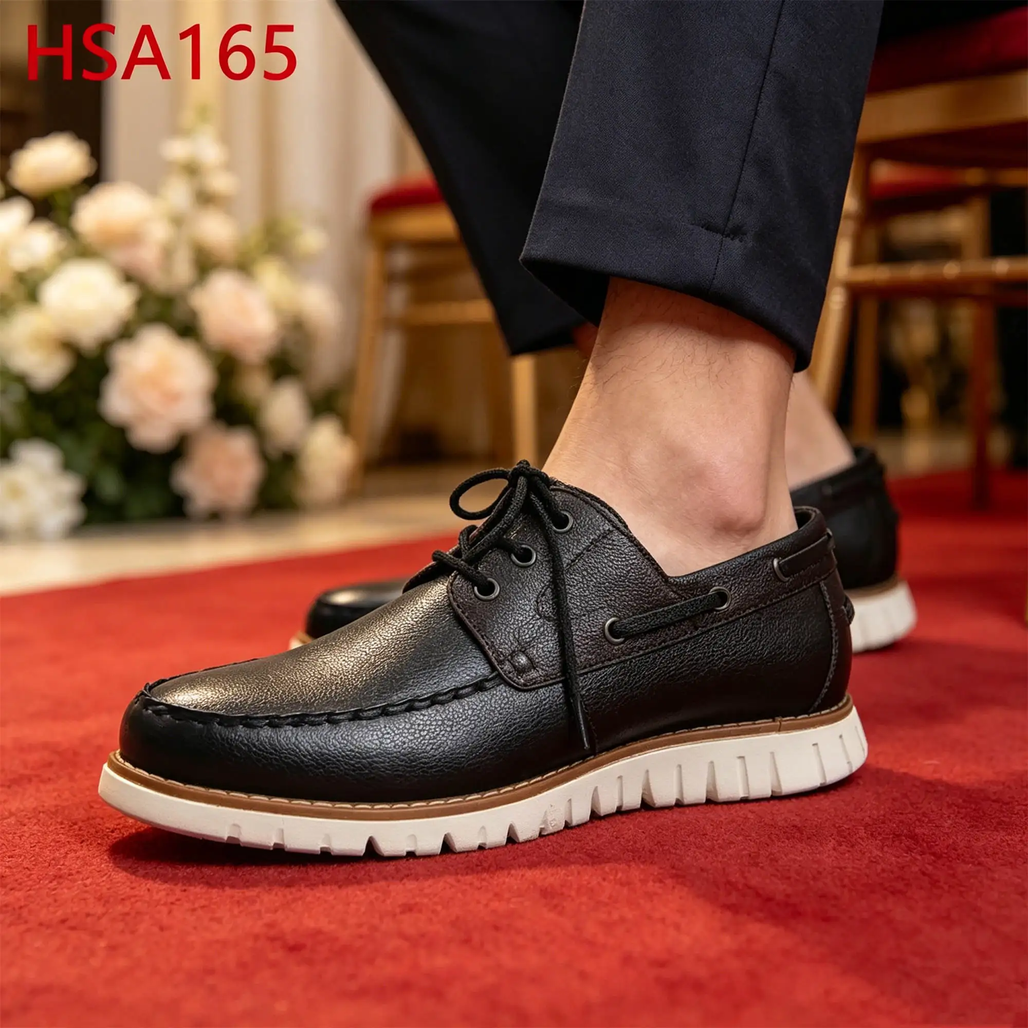 ZYF,party-wear Color-blocking Full Grain Leather Fashion Dress Shoes Award Ceremony Easy Clean Lace up Uniform Shoes HSA165