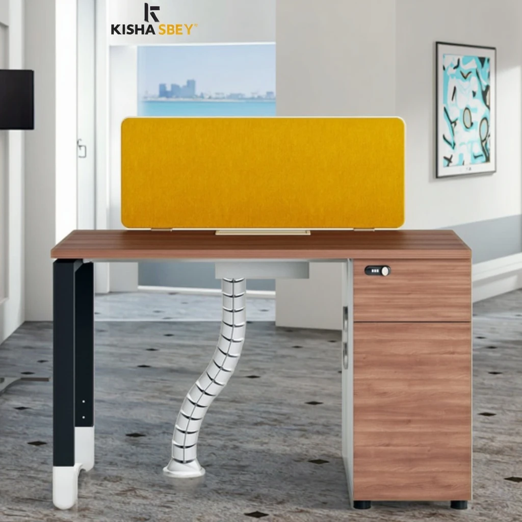 Single Row Office Desk Cabinet Storage Modern Computer Workstation Adjustable Steel Frame MFC Wood Furniture Space Saving 3